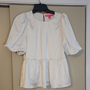Lilly Pulitzer Blakelynn Creamy White Puff Sleeve Top Size 0